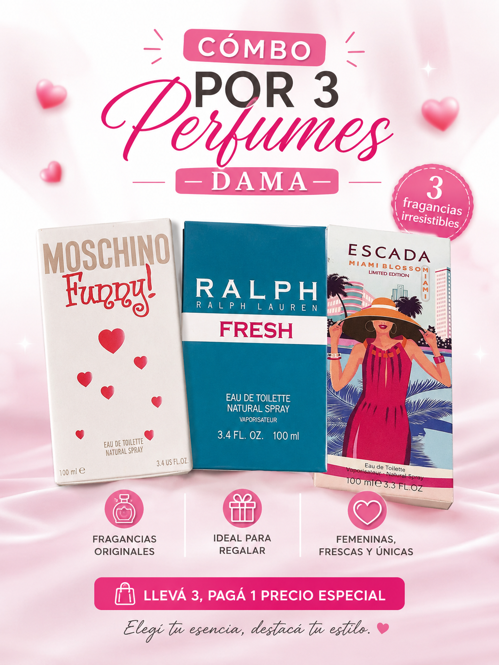 Combo  x 3 perfumes dama